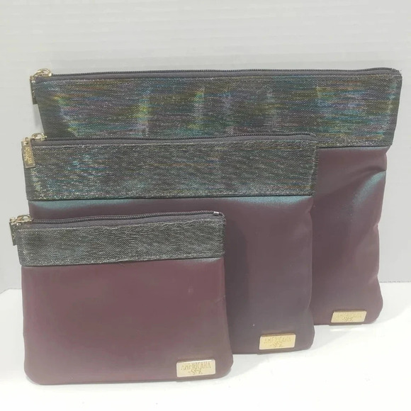 Americana by Sharif Set of 3  Shimmer/Iridescent Cosmetic Pouches. - Picture 1 of 7